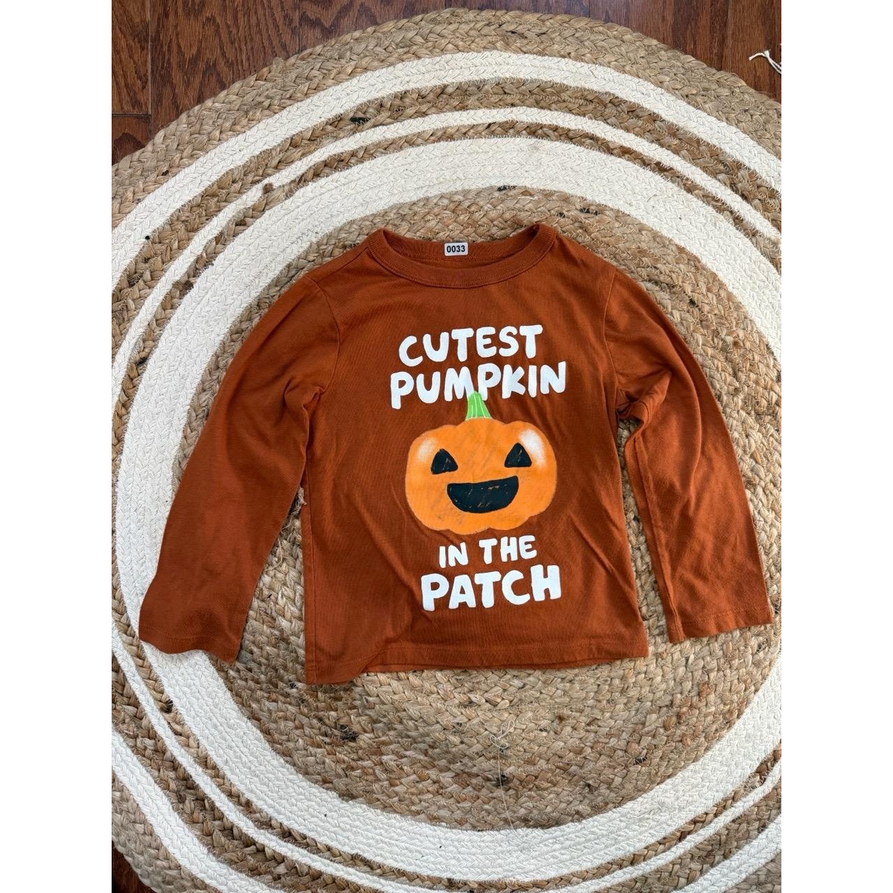 The Childrens Place Shirt Kids 3t Long Sleeve Orange Graphic Pumpkin Print Fall